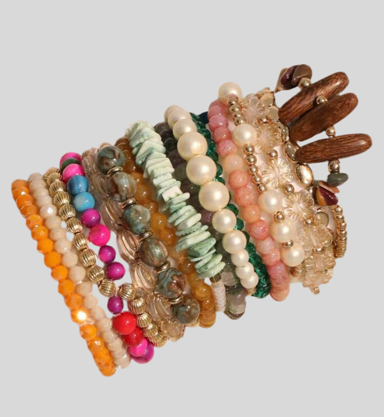 Just Beaded Multilayered Charm Bracelet Set