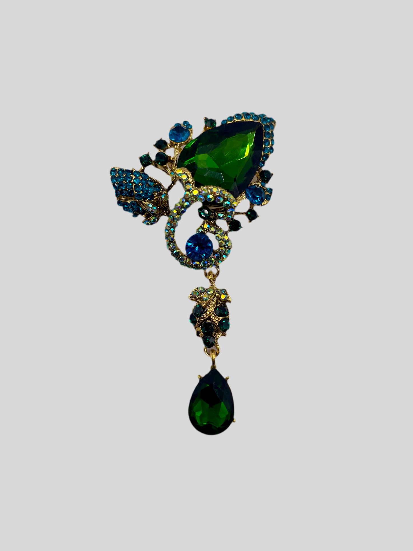 Queen Brooch - Green Glitz