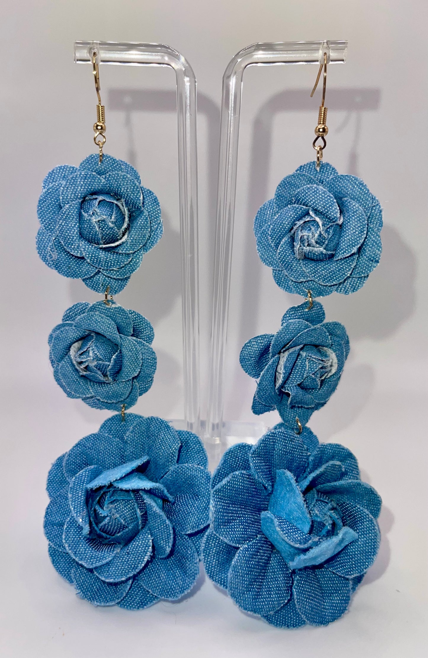 Denim Diva Floral Drop Earrings