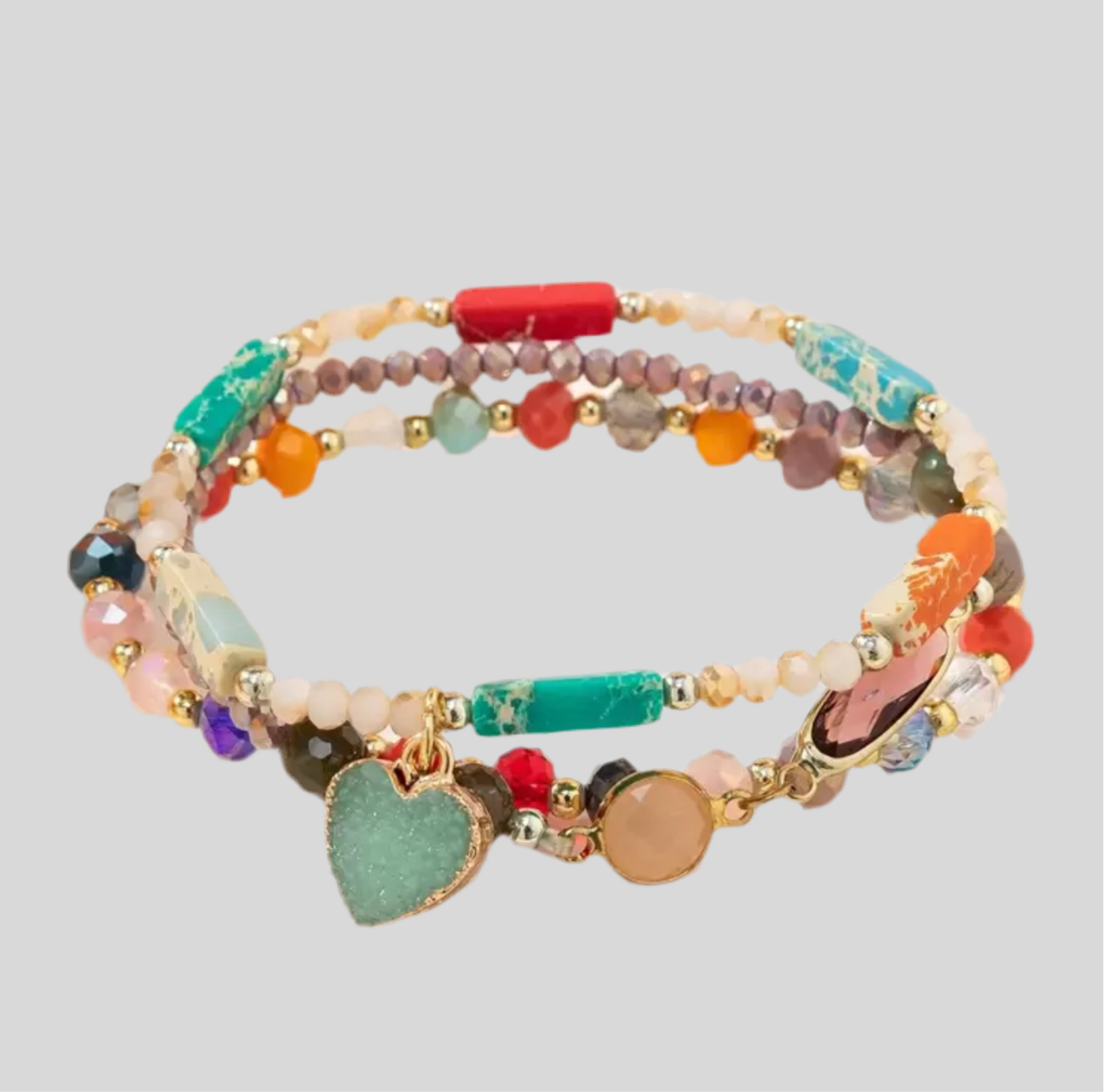Just Beaded Multilayered Charm Bracelet Set