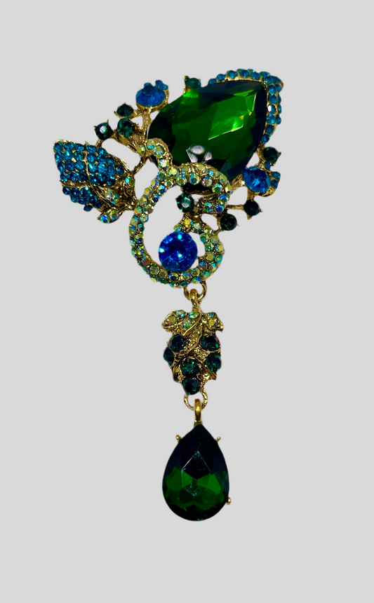 Queen Brooch - Green Glitz