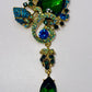Queen Brooch - Green Glitz