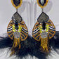 LUXE Black Queen Feather Tassel Drop Earrings