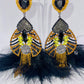 LUXE Black Queen Feather Tassel Drop Earrings