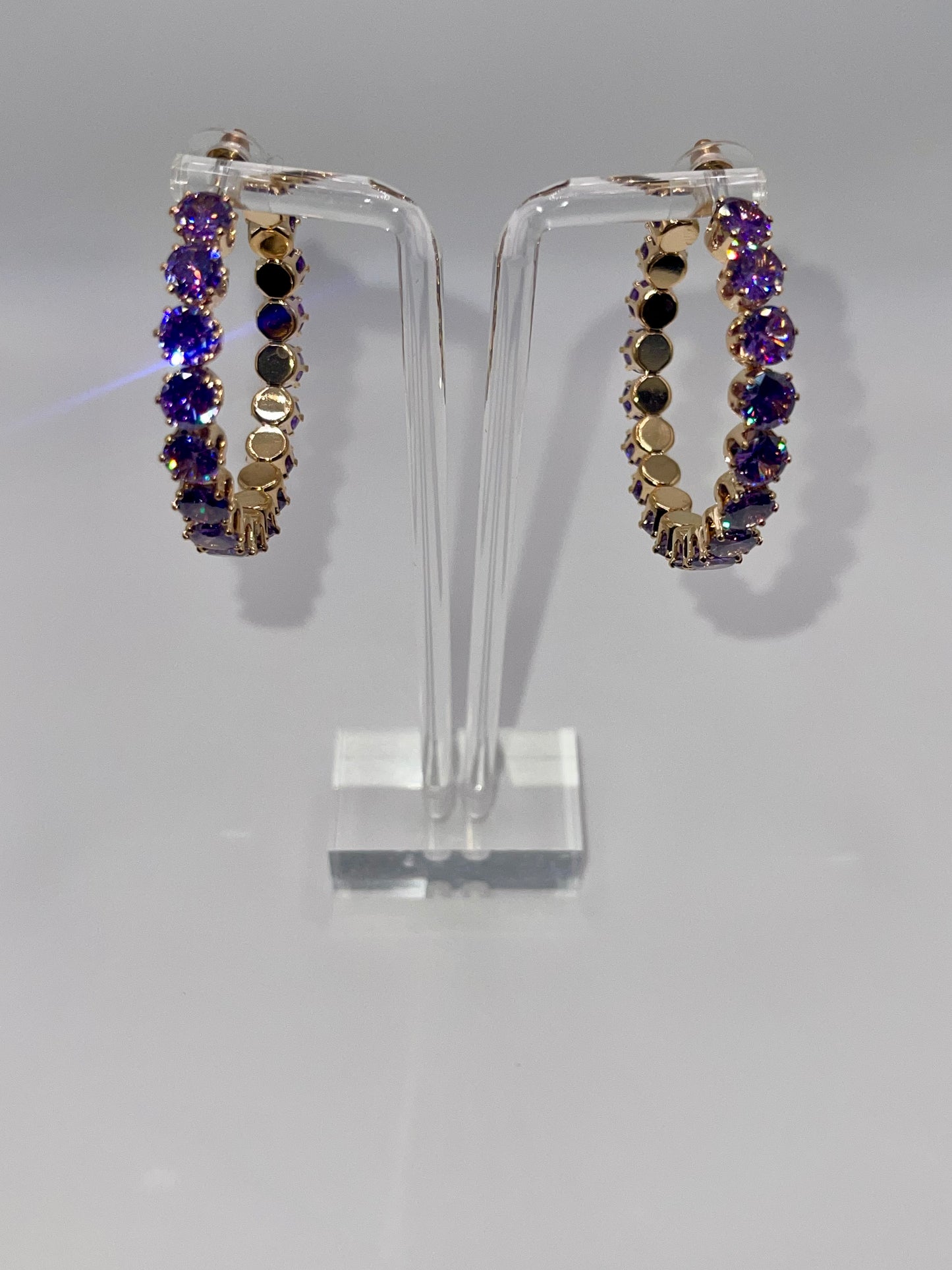 Crown Royal Purple Crystal Hoop Earrings