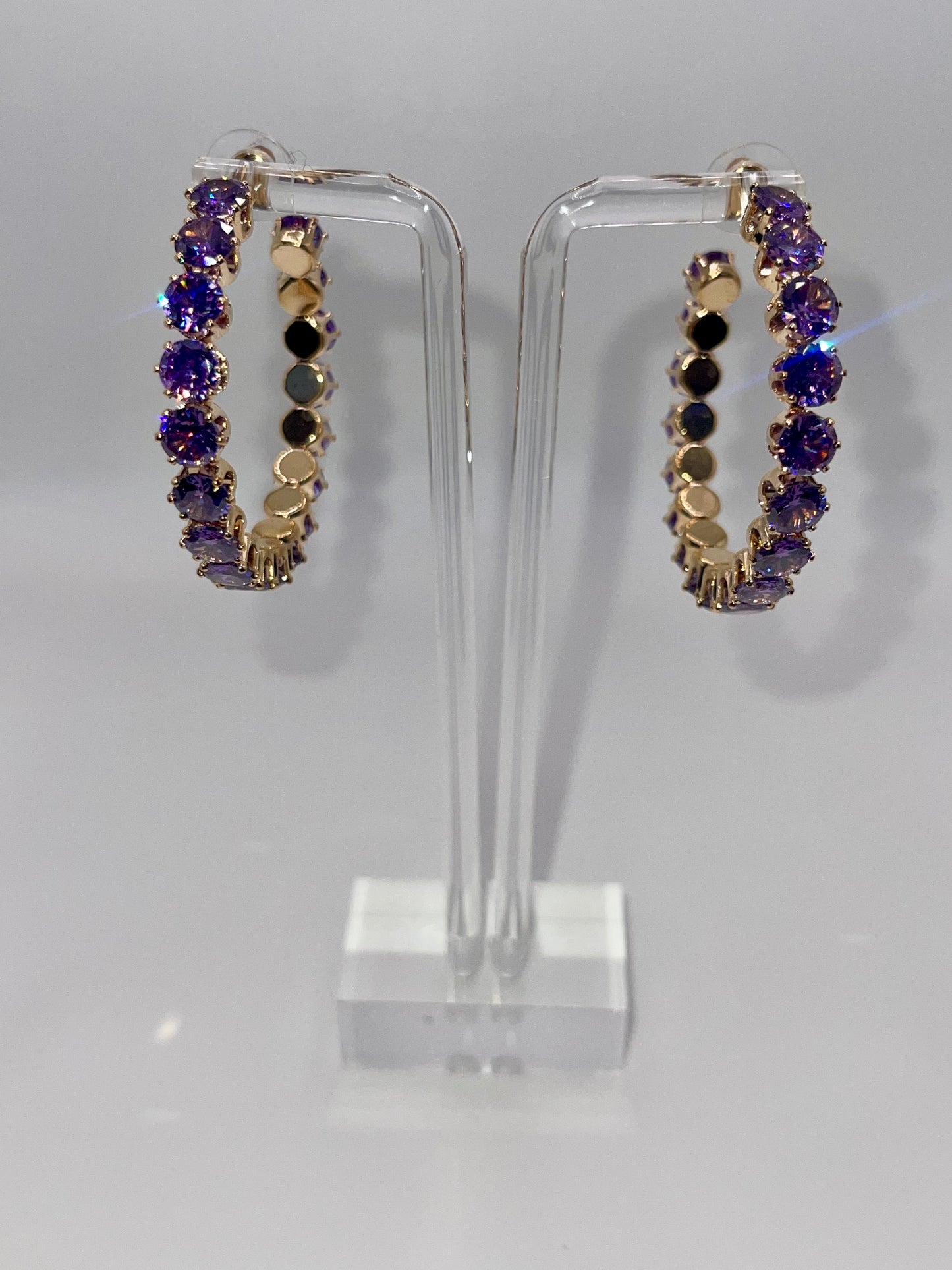 Crown Royal Purple Crystal Hoop Earrings