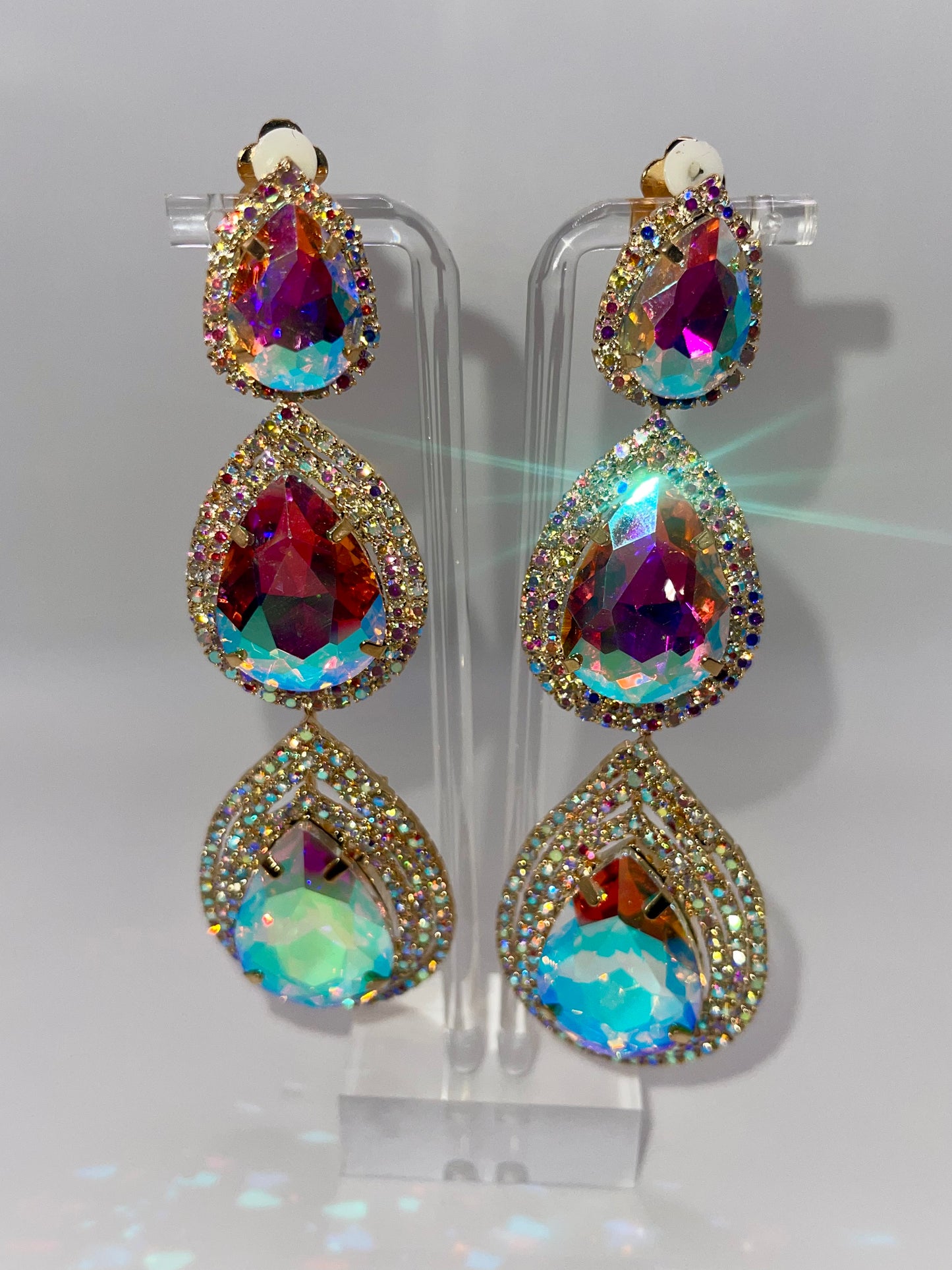 LUXE Clip On Drop Dead Diva Earrings