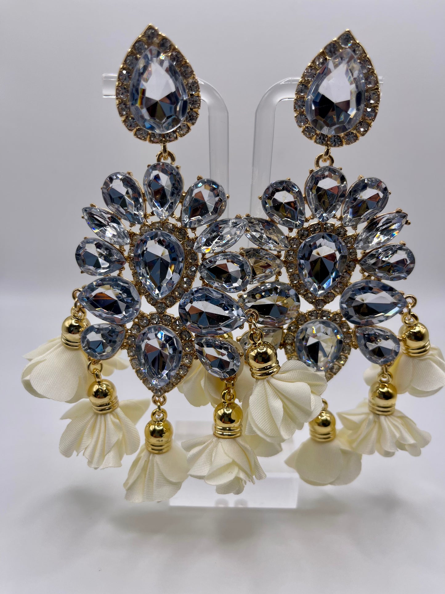 LUXE Clip On Petal Pusher Drop Earrings