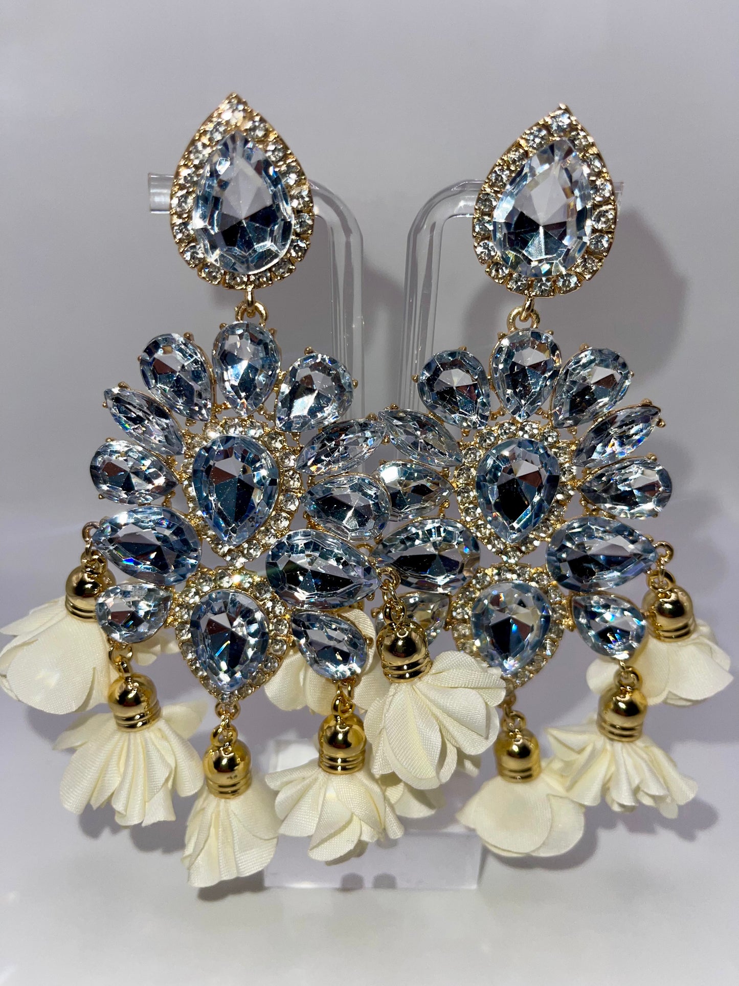 LUXE Clip On Petal Pusher Drop Earrings