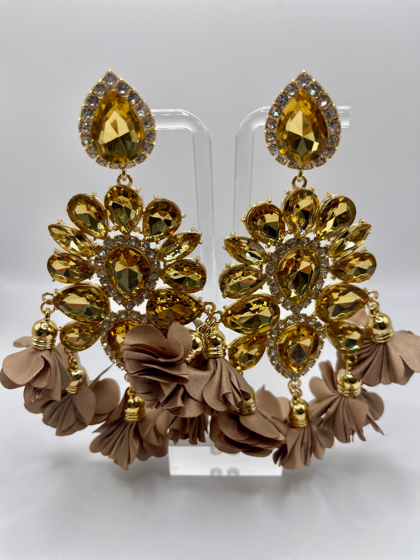 LUXE Clip On Petal Pusher Drop Earrings