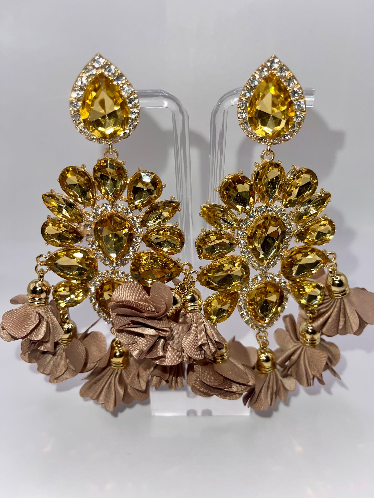 LUXE Clip On Petal Pusher Drop Earrings