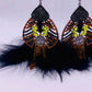 LUXE Black Queen Feather Tassel Drop Earrings